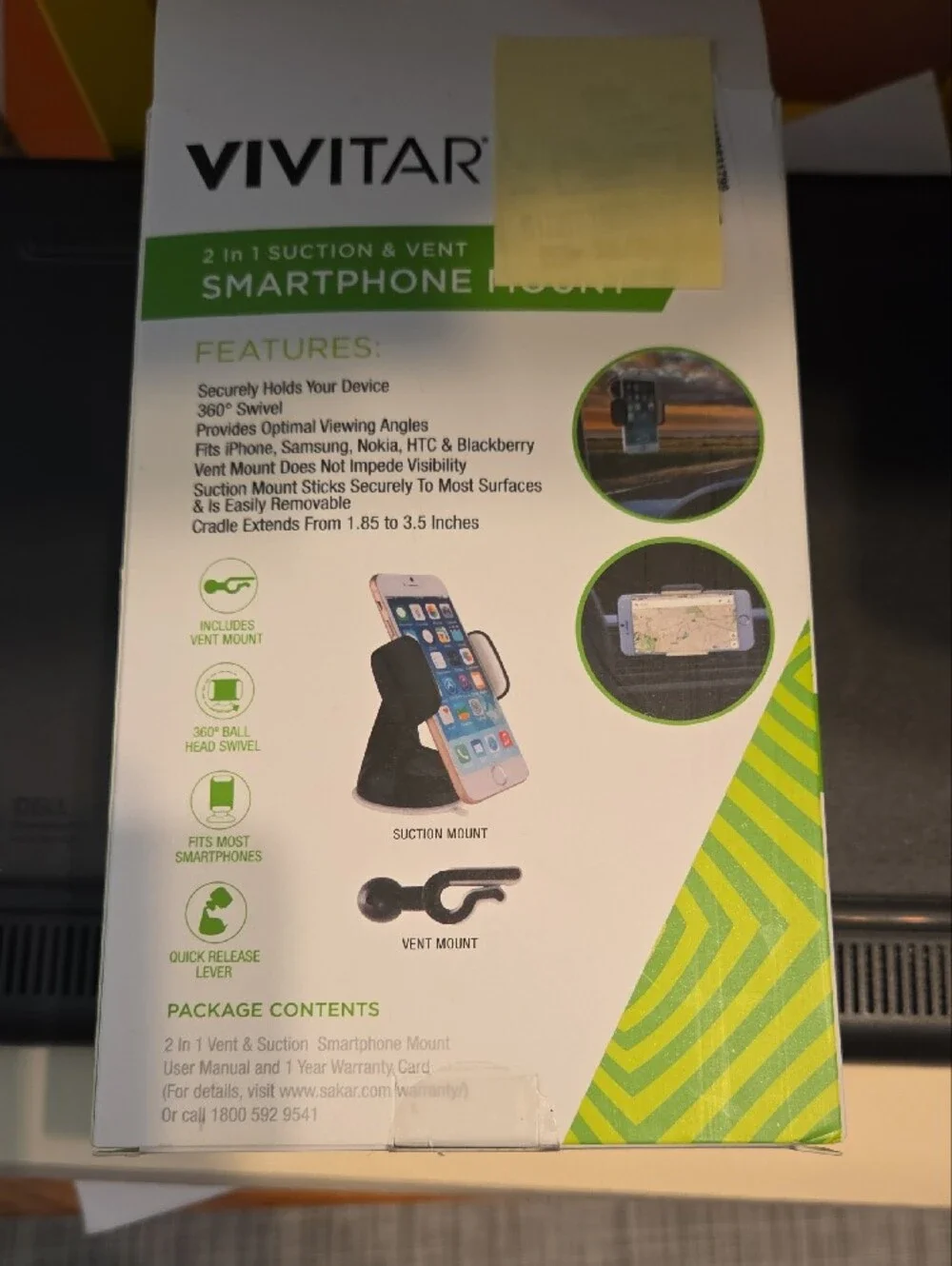 Vivitar Black & White Smartphone Mount - 2-in-1 Suction & Vent